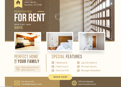 1 Bedroom, Graceland Terrace Rental in Houston for $895 - Photo 1